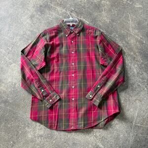 Vintage Polo Ralph Lauren Tartan Plaid Shirt Mens L Red Long Sleeve Y2K Classic
